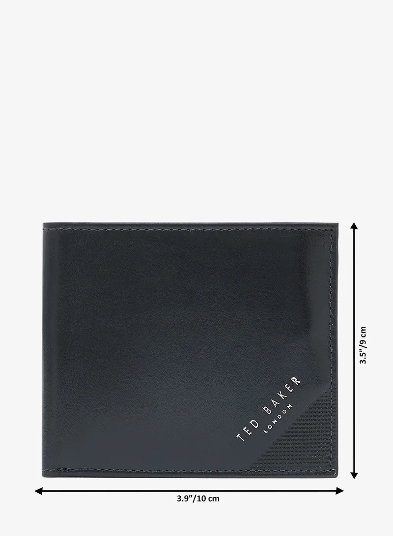 Ted Baker Black Embossed Corner Leather Bifold Coin Wallet for Men | Best Price UAE